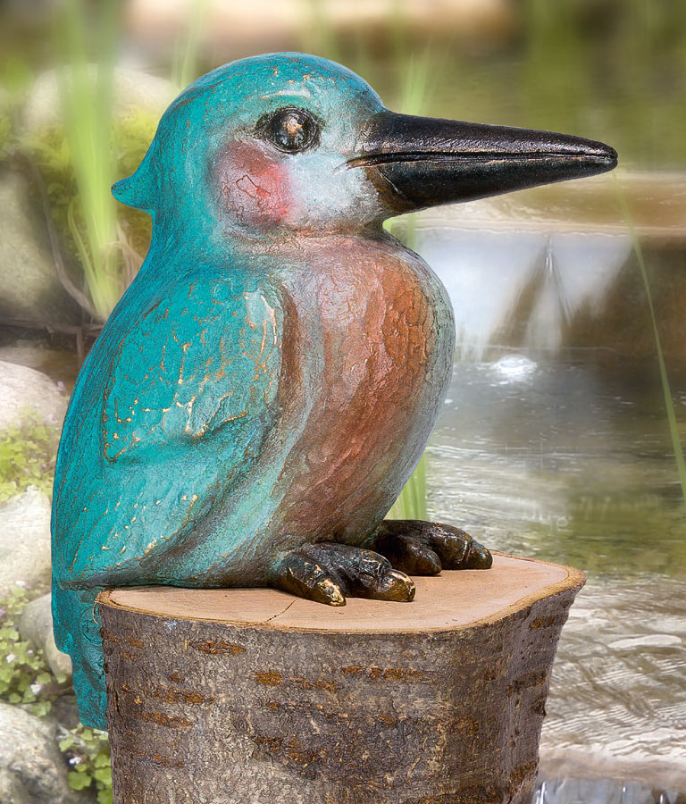 Gartenskulptur 'Eisvogel' (ohne Sockel), Bronze