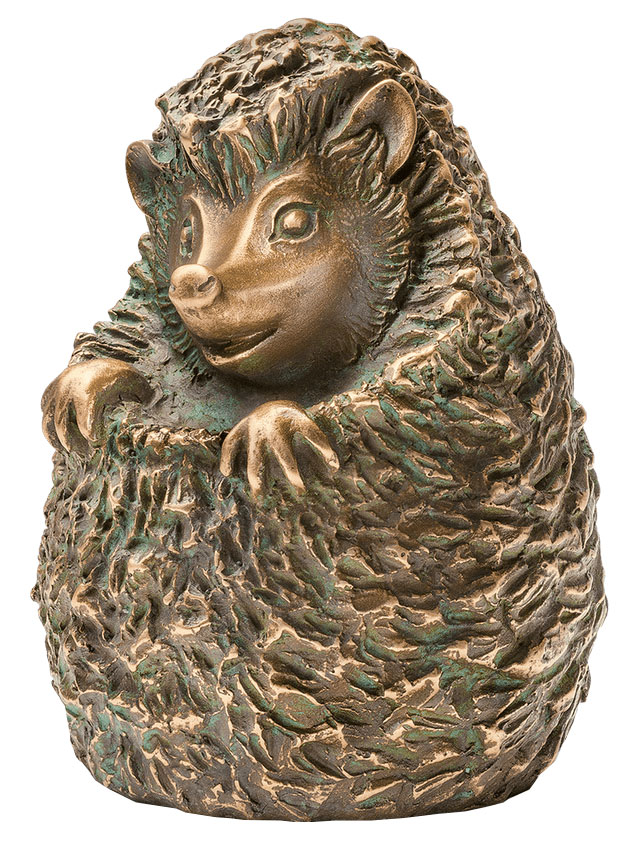 Gartenskulptur 'Igel, kleiner Feigling', Bronze