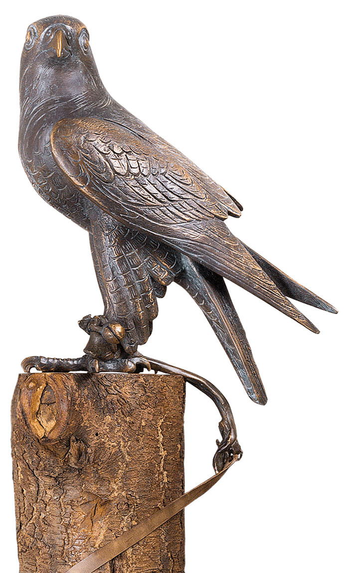 Gartenskulptur 'Falke' (Version ohne Pflock), Bronze