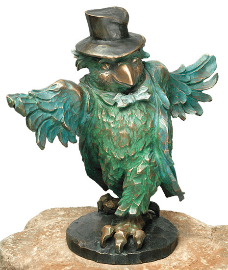 Gartenskulptur 'Der Bräutigam: Die Drossel' - aus 'Die Vogelhochzeit', Bronze