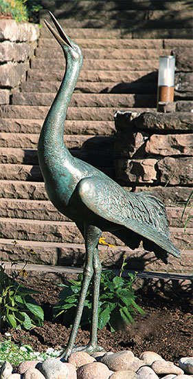 Erwin A. Schinzel: Gartenskulptur 'Kranich, rufend', Bronze
