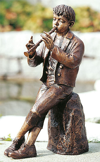 Leo Wirth: Gartenskulptur 'Flötenspieler', Bronze