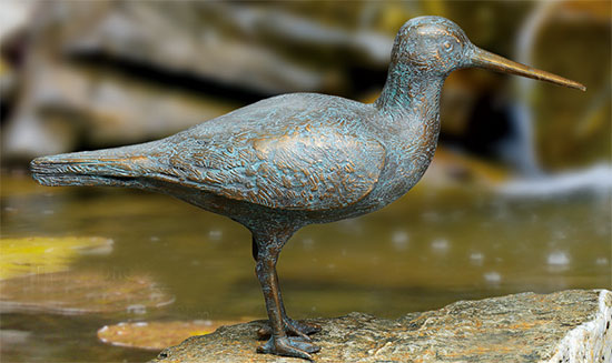 Gartenskulptur 'Wasserläufer, wachsam', Bronze