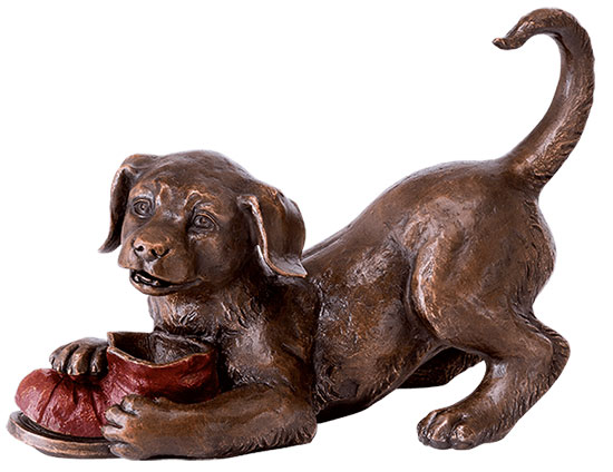 Gartenskulptur 'Hund, spielend', Bronze