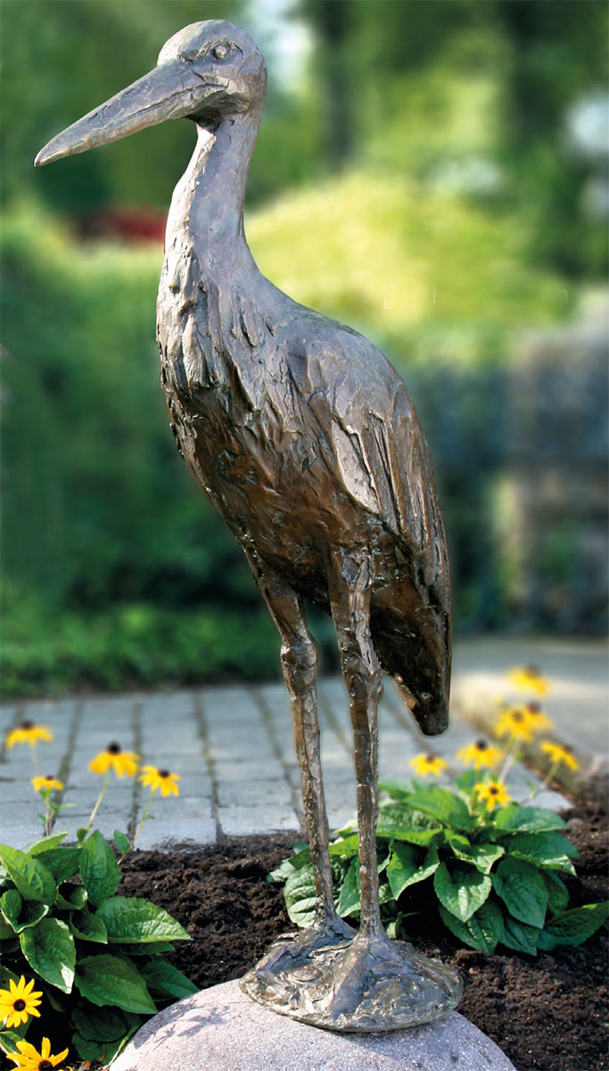 Peter Roman Heid: Gartenskulptur 'Storch' (ohne Stein), Bronze