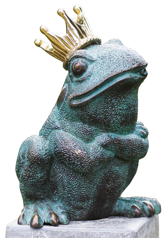 Gartenskulptur / Wasserspeier 'Froschkönig', Bronze