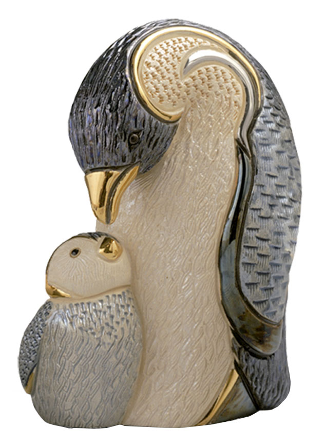 Keramikfigur 'Pinguin mit Baby'