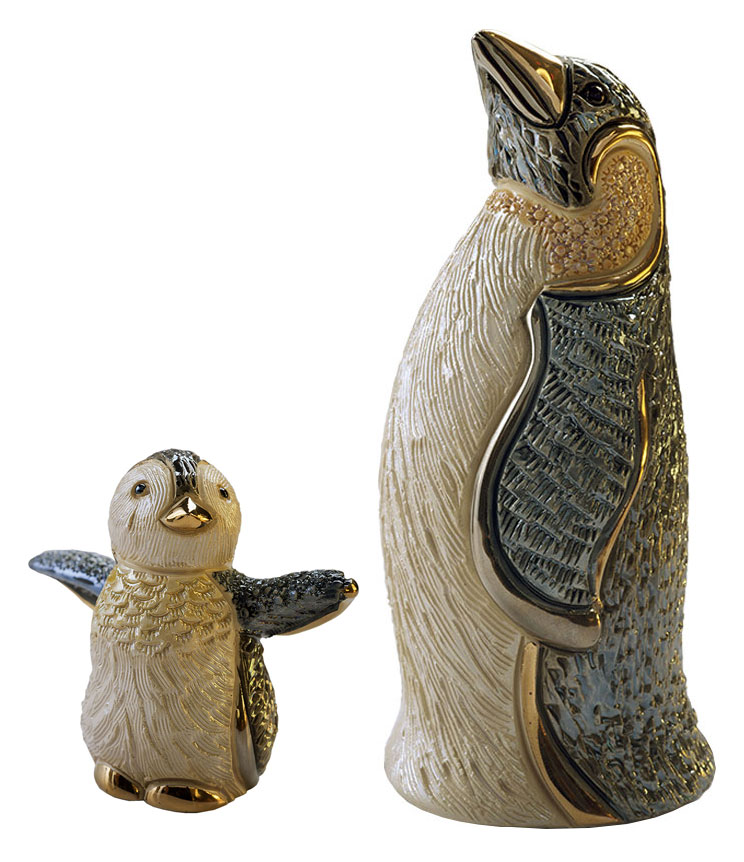 2 Keramikfiguren 'Pinguin und Baby' im Set