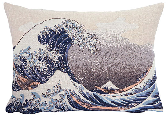 Katsushika Hokusai: Kissenhülle 'Die große Welle vor Kanagawa' (1830)