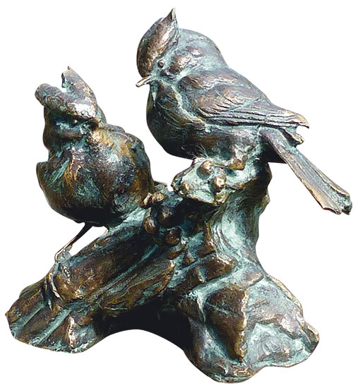 Gartenskulptur 'Vogelpaar', Bronze