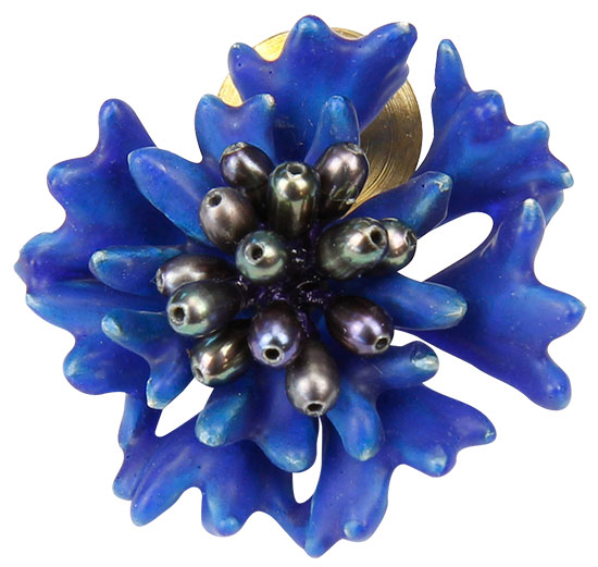 Brosche 'Blaue Kornblume', Schmuck