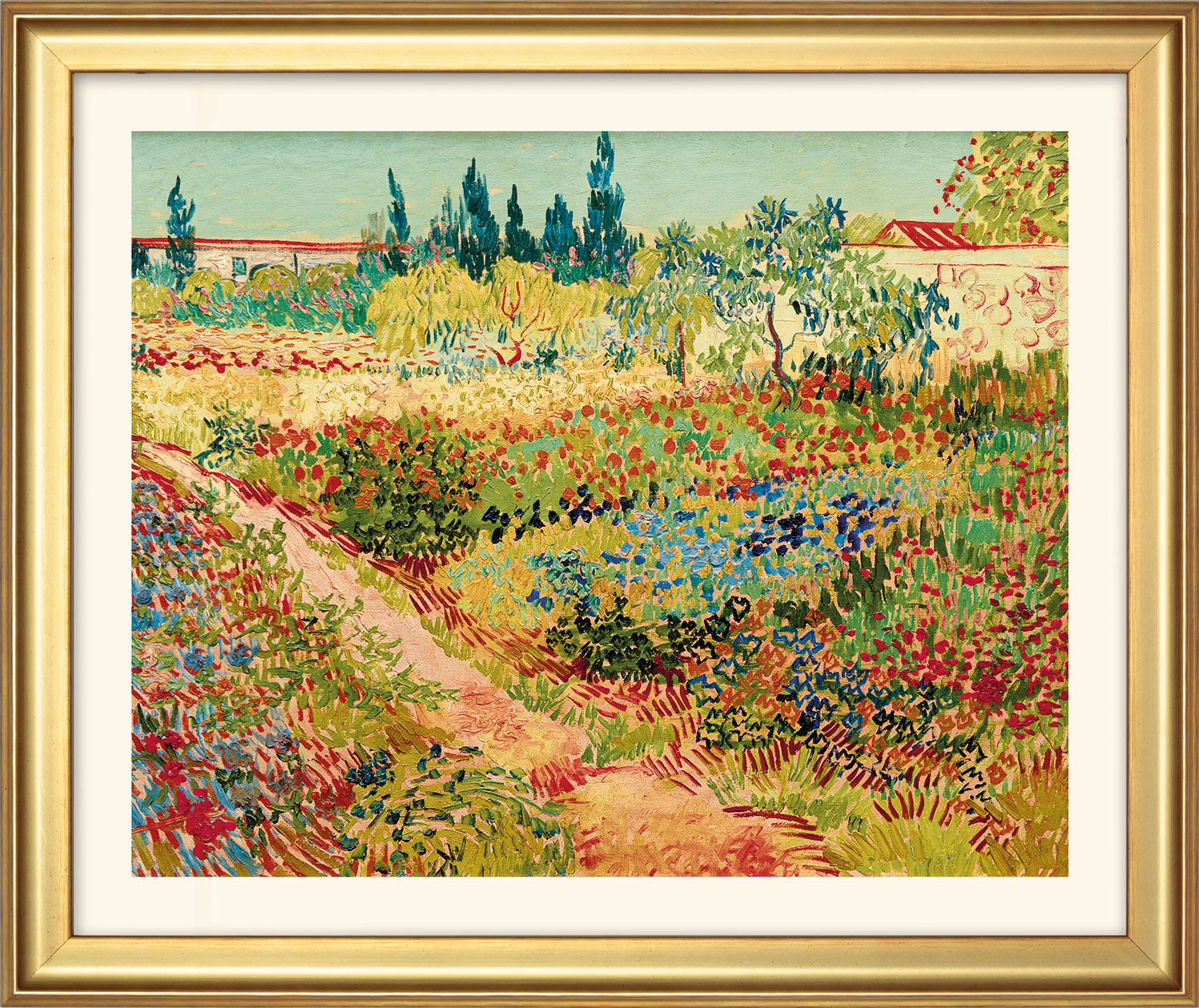 Vincent van Gogh: Bild 'Blühender Garten mit Pfad' (1888), gerahmt