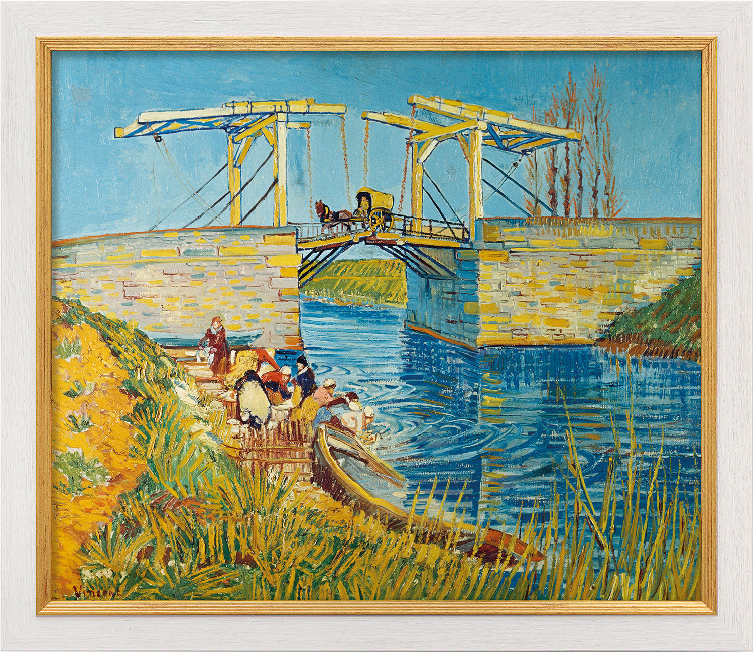 Vincent van Gogh: Bild 'Zugbrücke in Arles (Le Pont de Langlois)' (1888), gerahmt