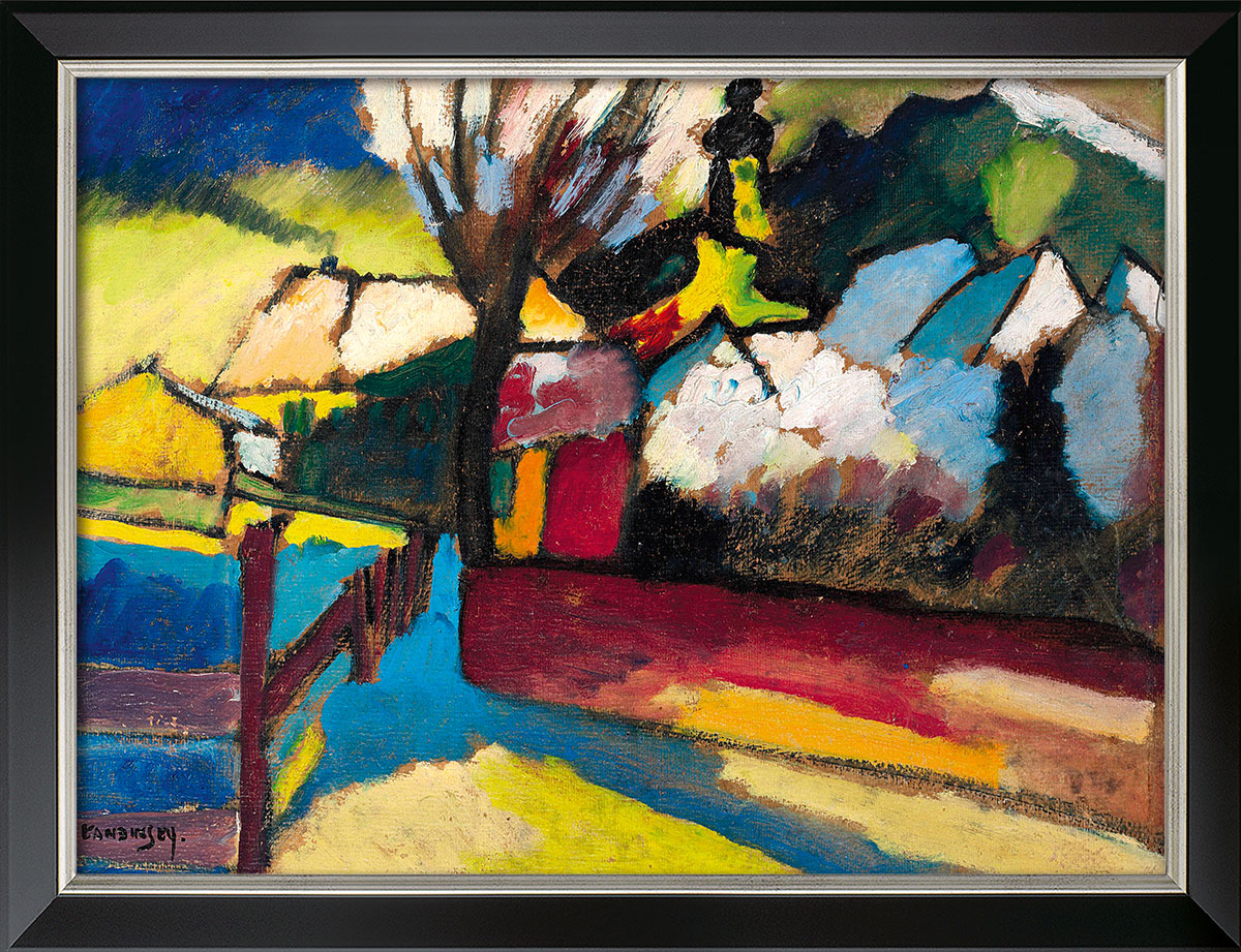 Wassily Kandinsky: Bild 'Herbstlandschaft mit Baum' (1910), gerahmt