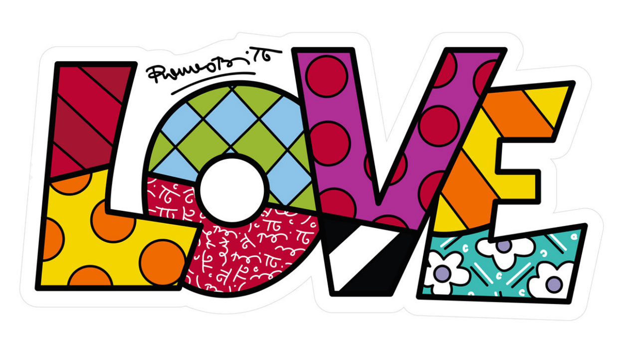 Romero Britto: Art Panel / Wandobjekt 'Love'