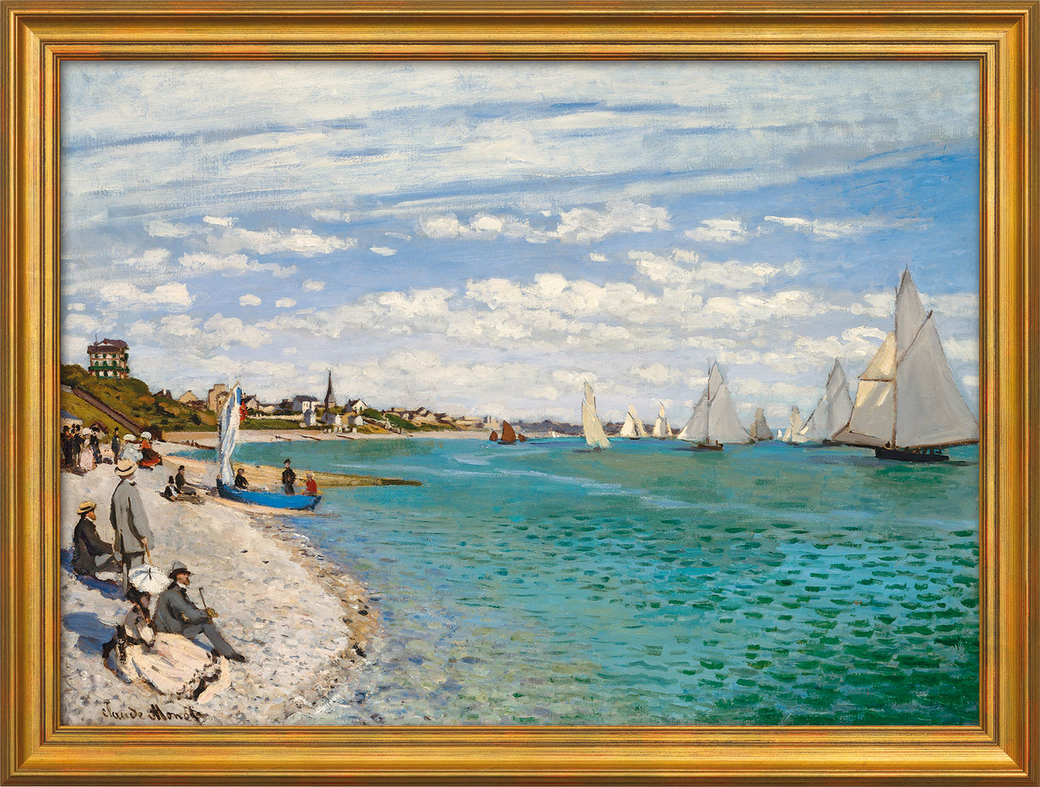 Claude Monet: Bild 'Regatta in Sainte-Adresse' (1867), Version goldfarben gerahmt