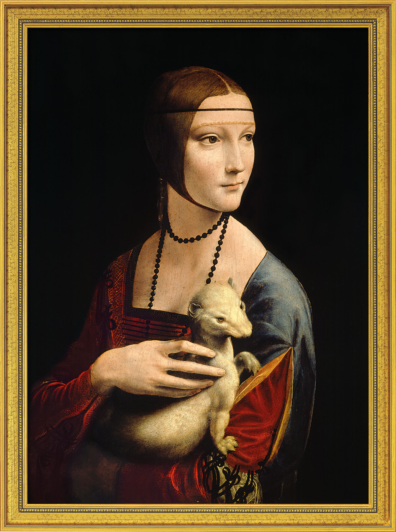 Leonardo da Vinci: Bild 'Die Dame mit dem Hermelin' (1488-90), gerahmt