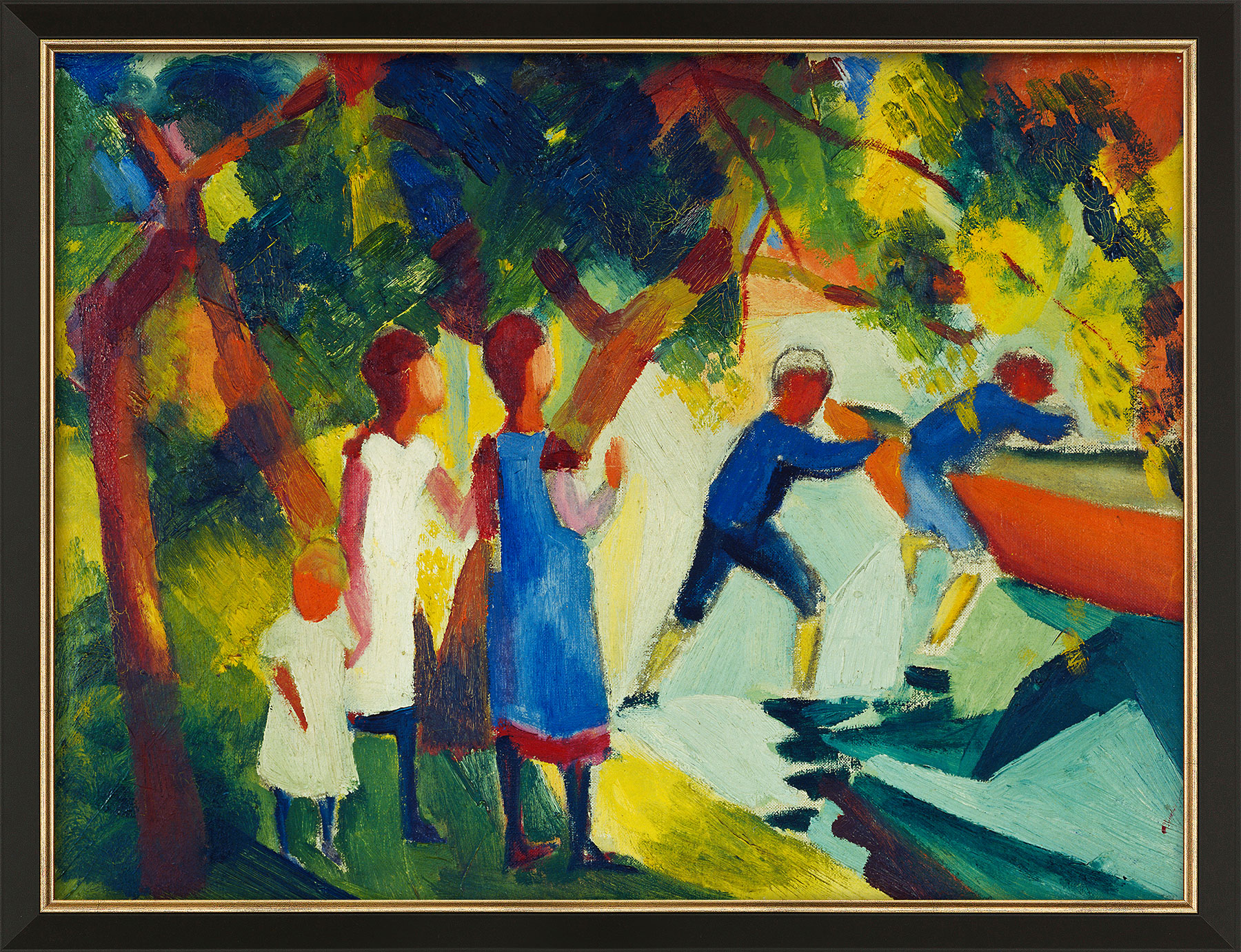 August Macke: Bild 'Spielende Kinder am Wasser' (1914), gerahmt