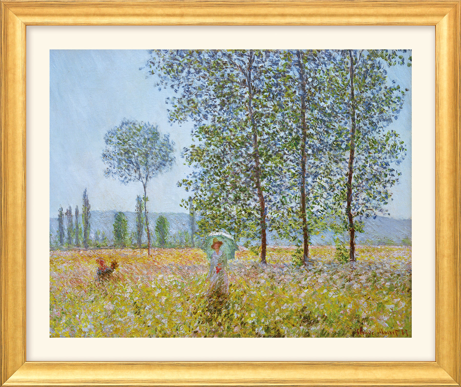 Claude Monet: Bild 'Felder im Frühling' (1887), Version goldfarben gerahmt