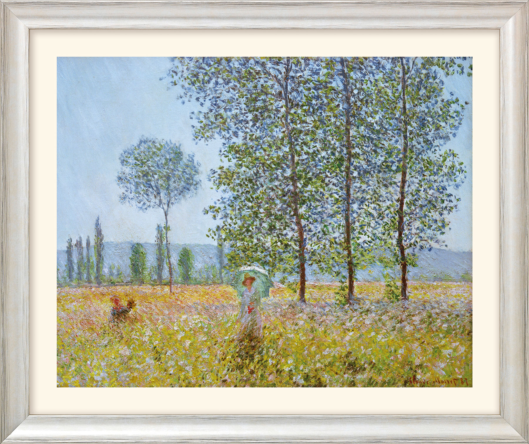 Claude Monet: Bild 'Felder im Frühling' (1887), Version silberfarben gerahmt