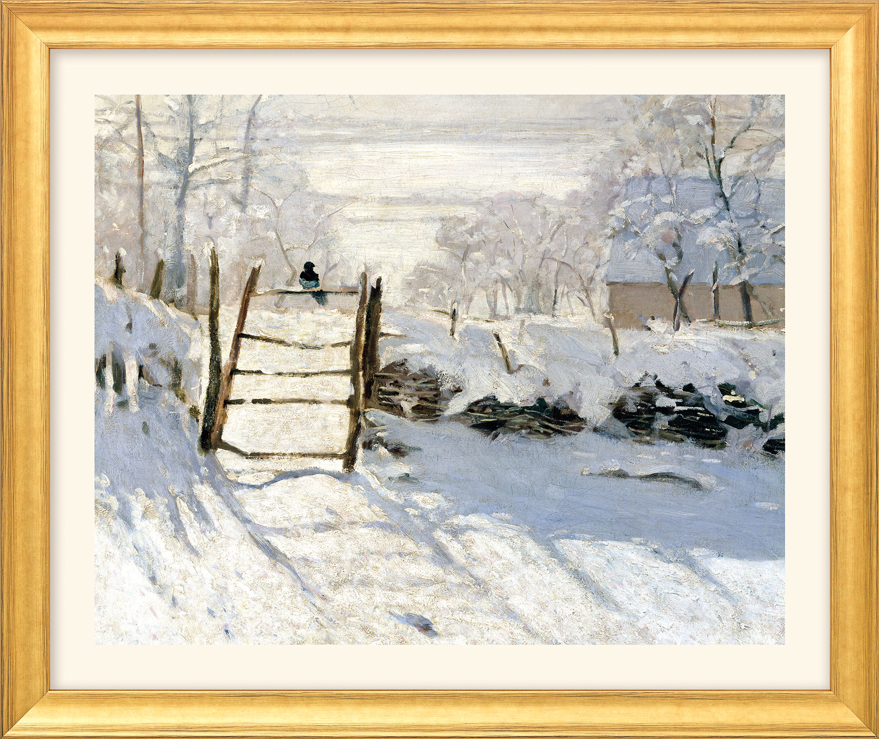 Claude Monet: Bild 'Die Elster' (1868/69), Version goldfarben gerahmt