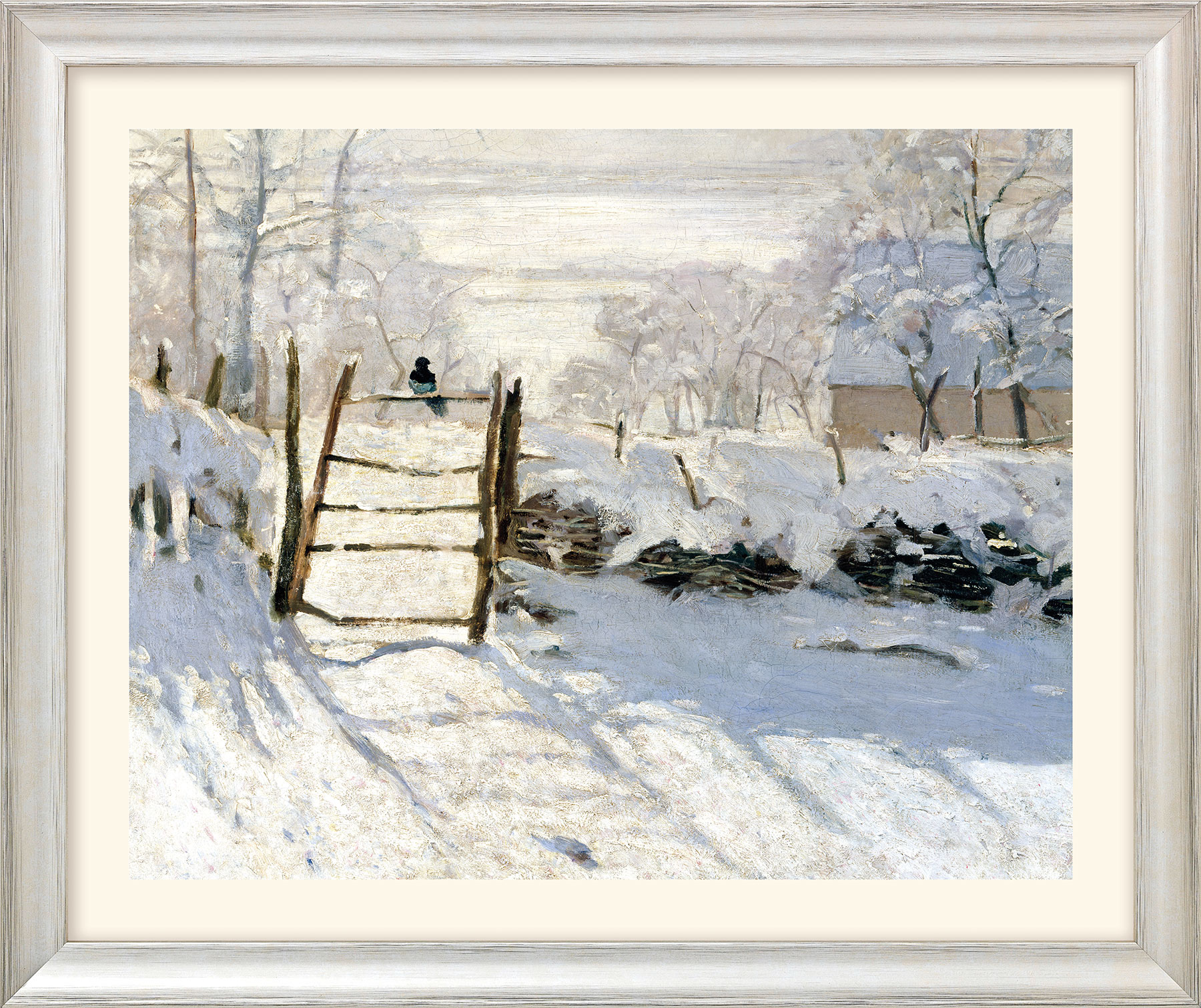 Claude Monet: Bild 'Die Elster' (1868/69), Version silberfarben gerahmt