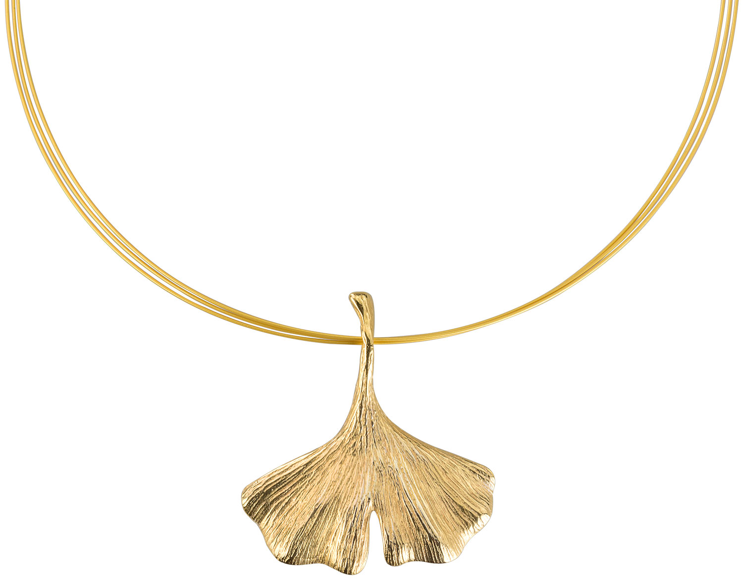 Petra Waszak: Collier 'Ginkgo', Version vergoldet, Schmuck