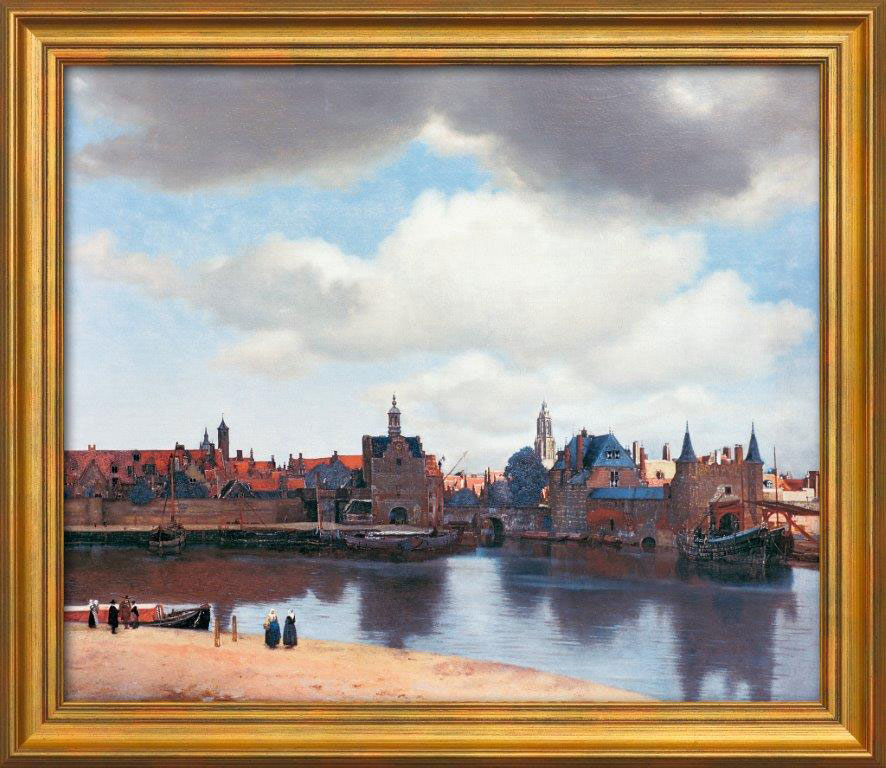 Jan Vermeer van Delft: Bild 'Ansicht von Delft' (1660/61), gerahmt