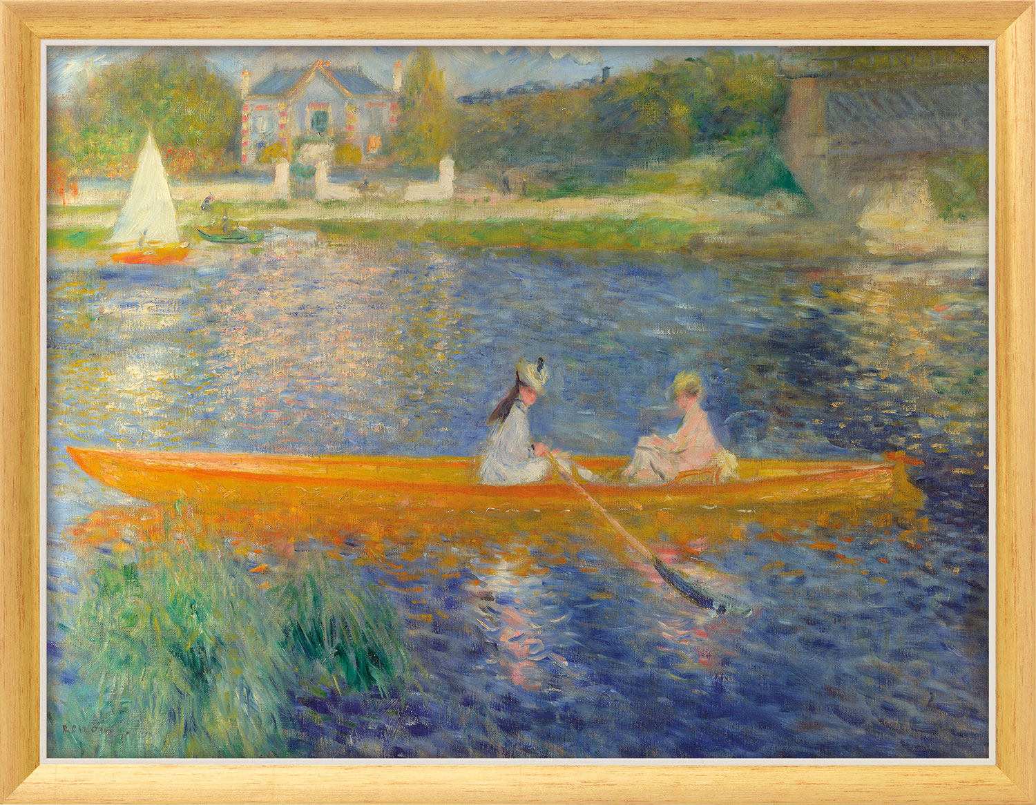 Auguste Renoir: Bild 'Das Ruderboot (La Yole)' (1875), Version goldfarben-weiß gerahmt