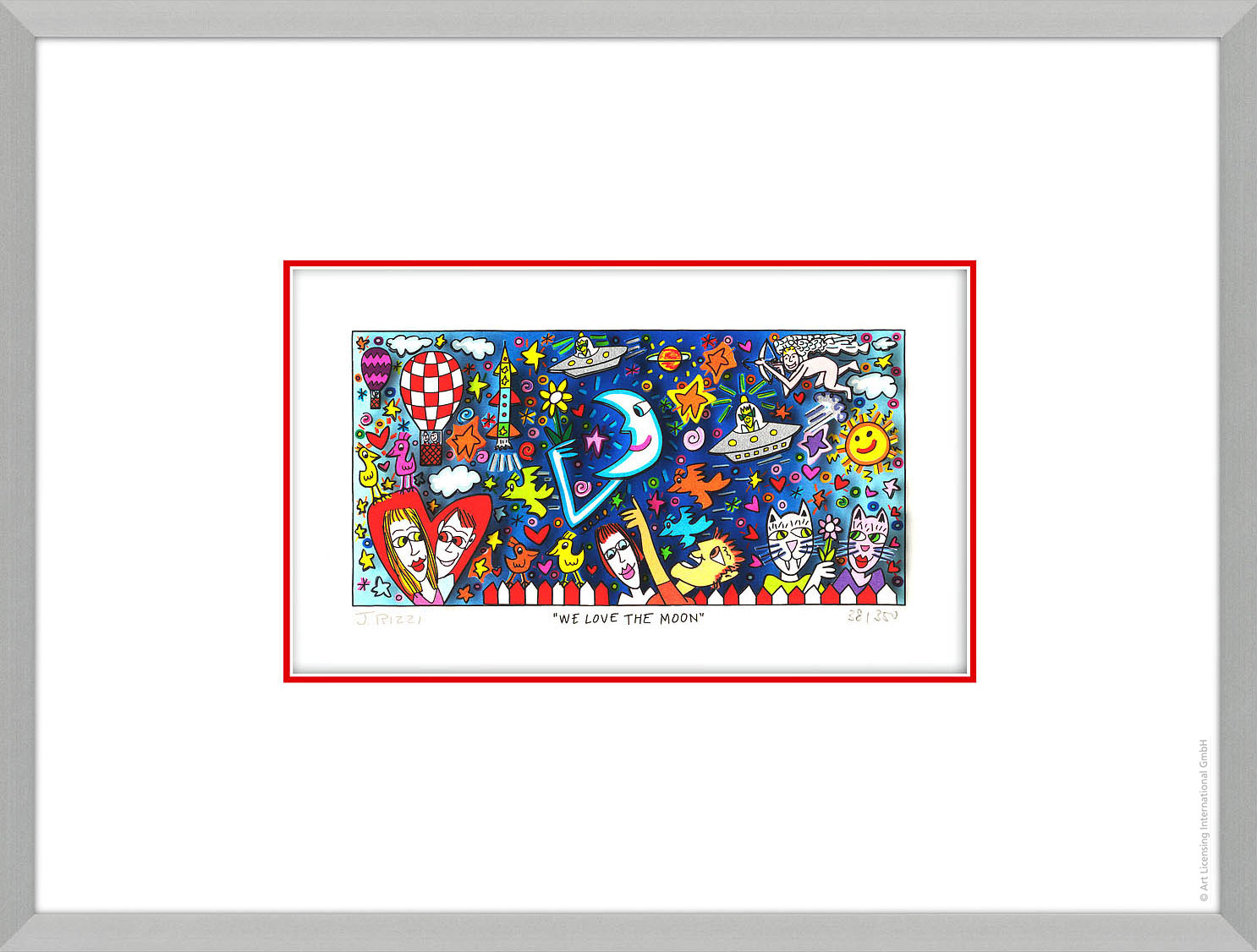 James Rizzi: 3D-Bild 'We love the Moon' (2020), gerahmt