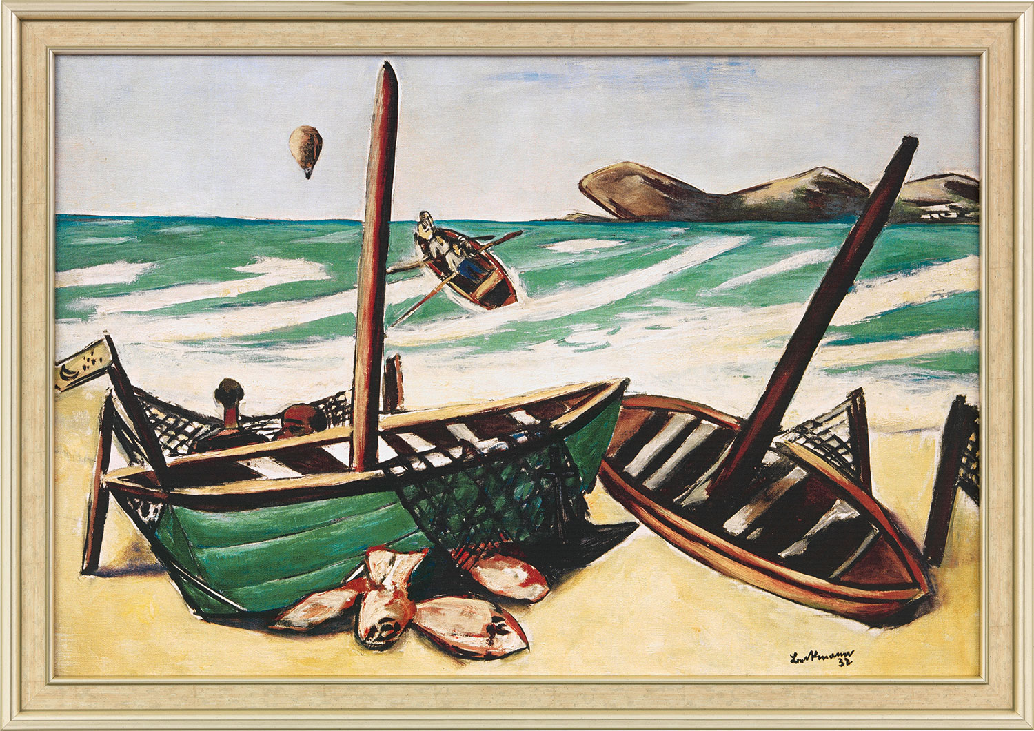 Max Beckmann: Bild 'Küstenlandschaft mit Ballon' (1932), gerahmt