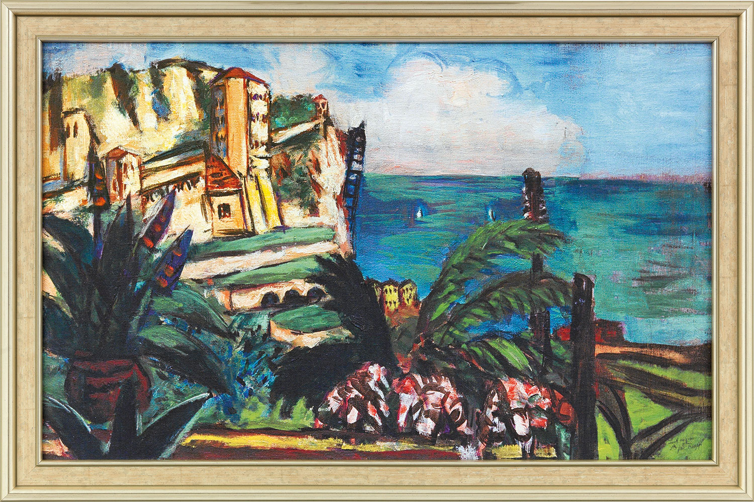 Max Beckmann: Bild 'Riviera-Landschaft mit Felsen' (1942), gerahmt