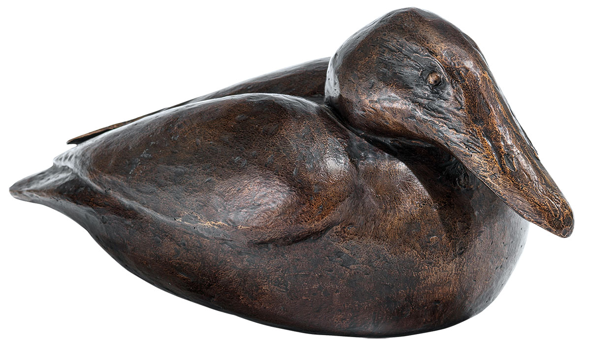 Kurt Arentz: Gartenskulptur 'Eiderente sitzend', Bronze