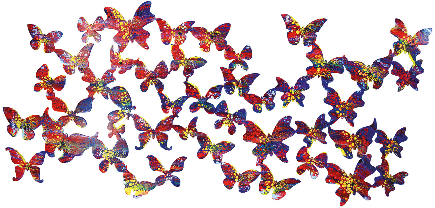 Wandskulptur 'Papillons', Stahl