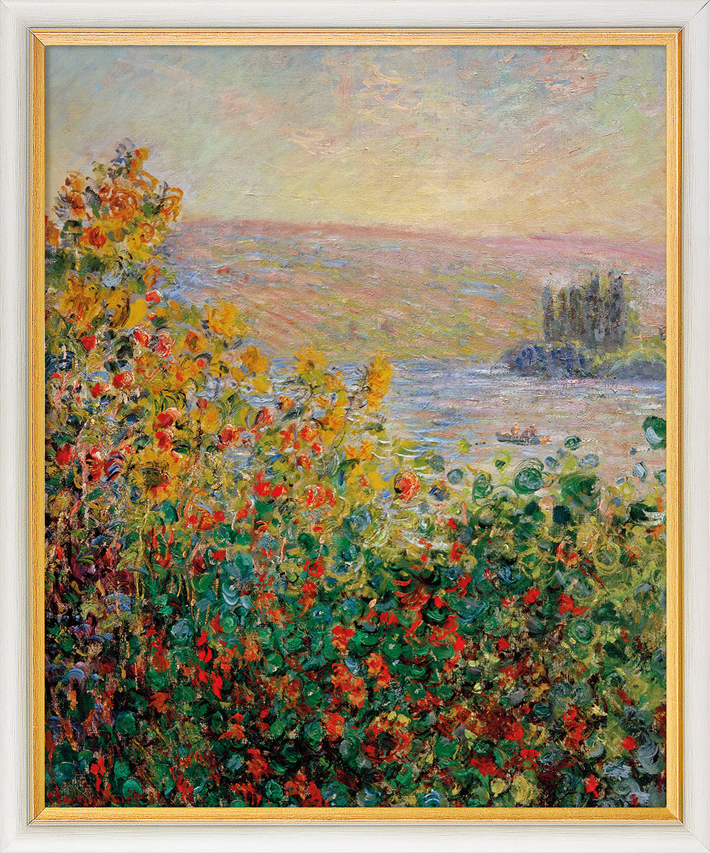 Claude Monet: Bild 'Blumenbeete in Vétheuil' (1881), gerahmt