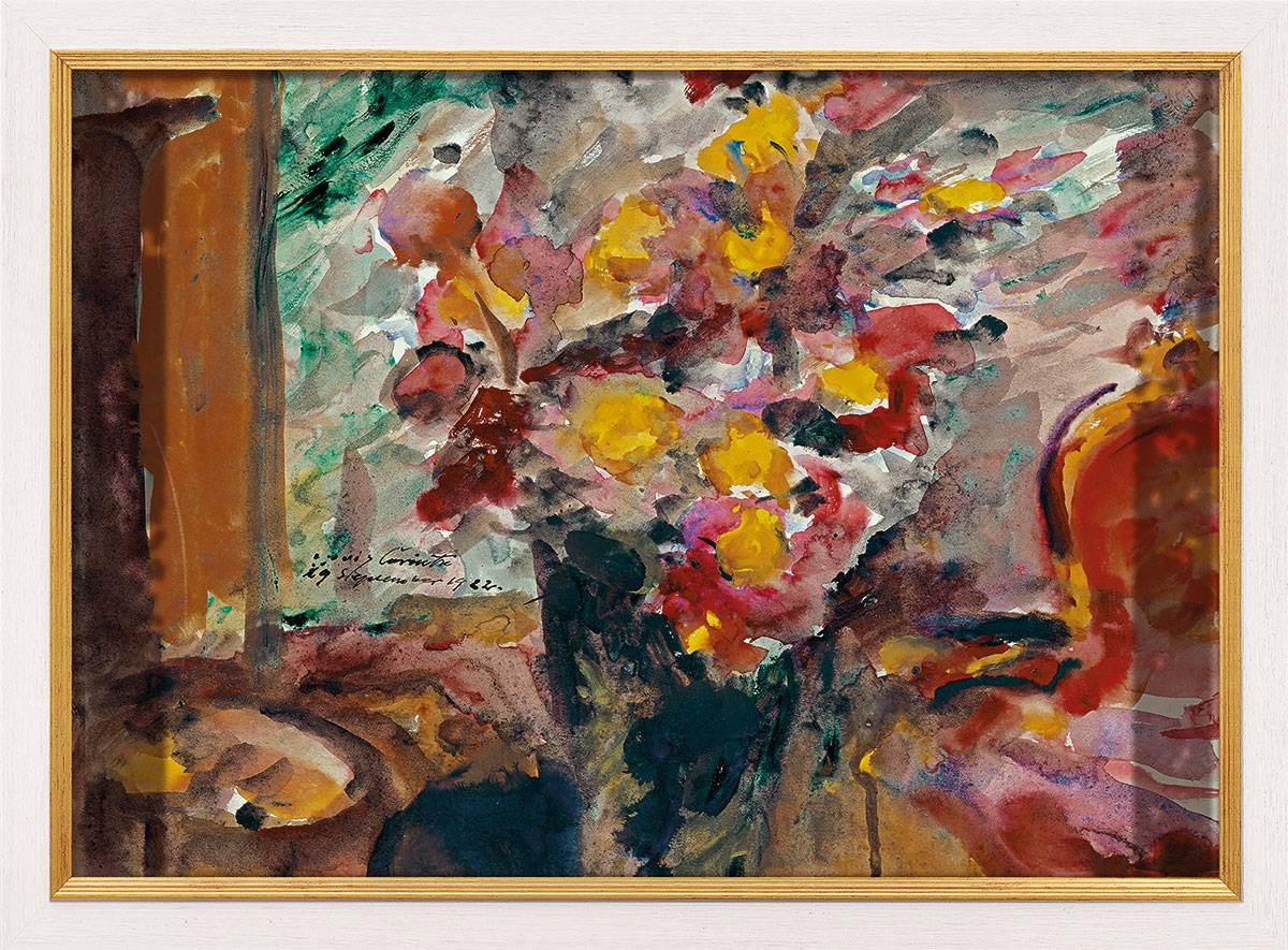 Lovis Corinth: Bild 'Blumenvase auf einem Tisch' (1922), gerahmt