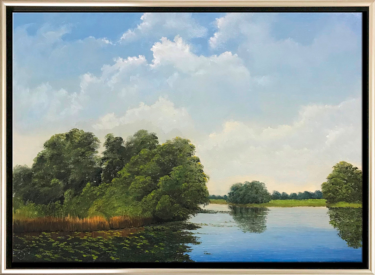 Arnold Voet: Bild 'Rheinauen' (2021) (Original / Unikat), gerahmt