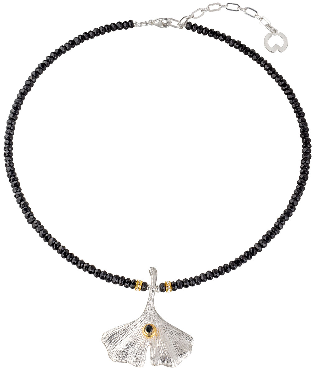 Petra Waszak: Collier 'Ginkgo mit Onyx', Schmuck