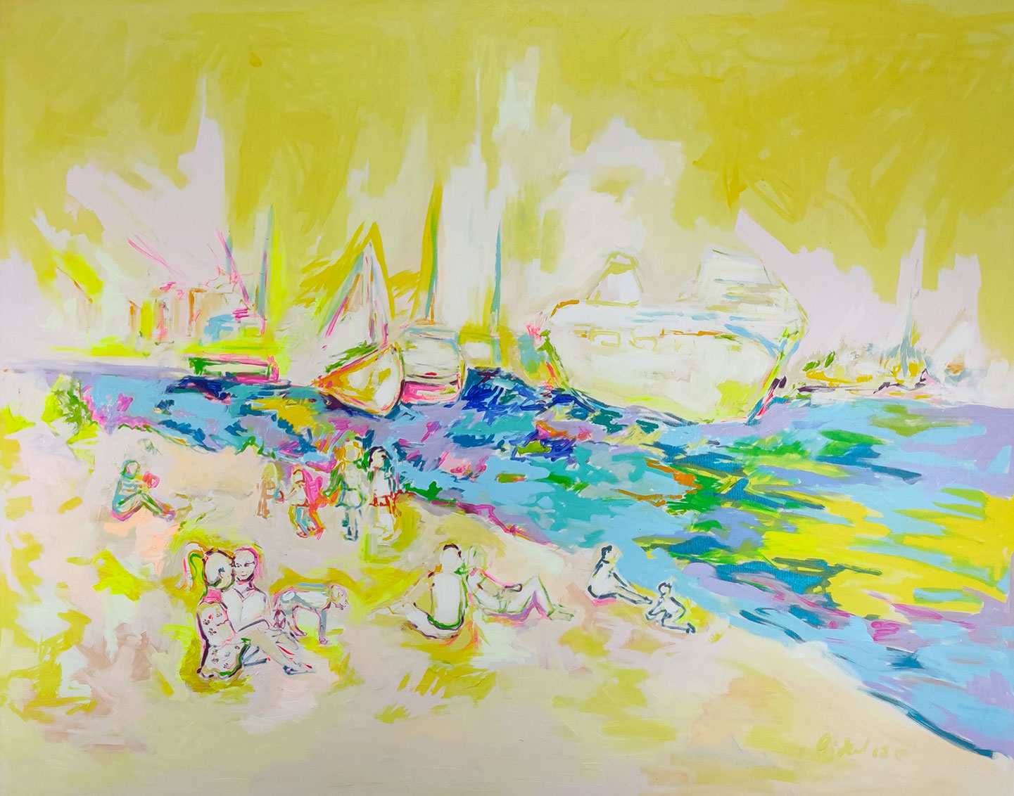 Nicole Leidenfrost: Bild 'Am Elbstrand' (2013) (Original / Unikat), auf Keilrahmen