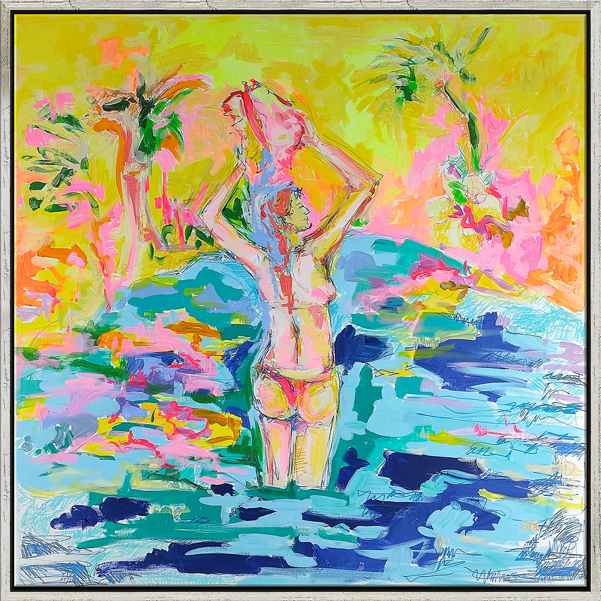 Nicole Leidenfrost: Bild 'Frau am Strand mit Muschel' (2011) (Original / Unikat), gerahmt