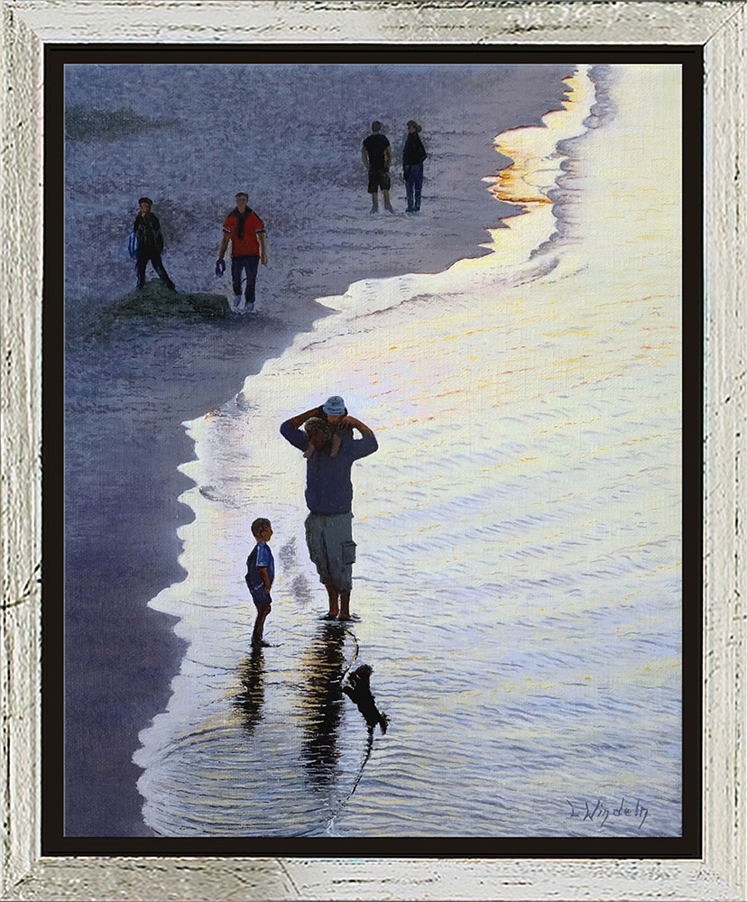 Leo Windeln: Bild 'Abends am Strand von Rügen' (2021) (Original / Unikat), gerahmt