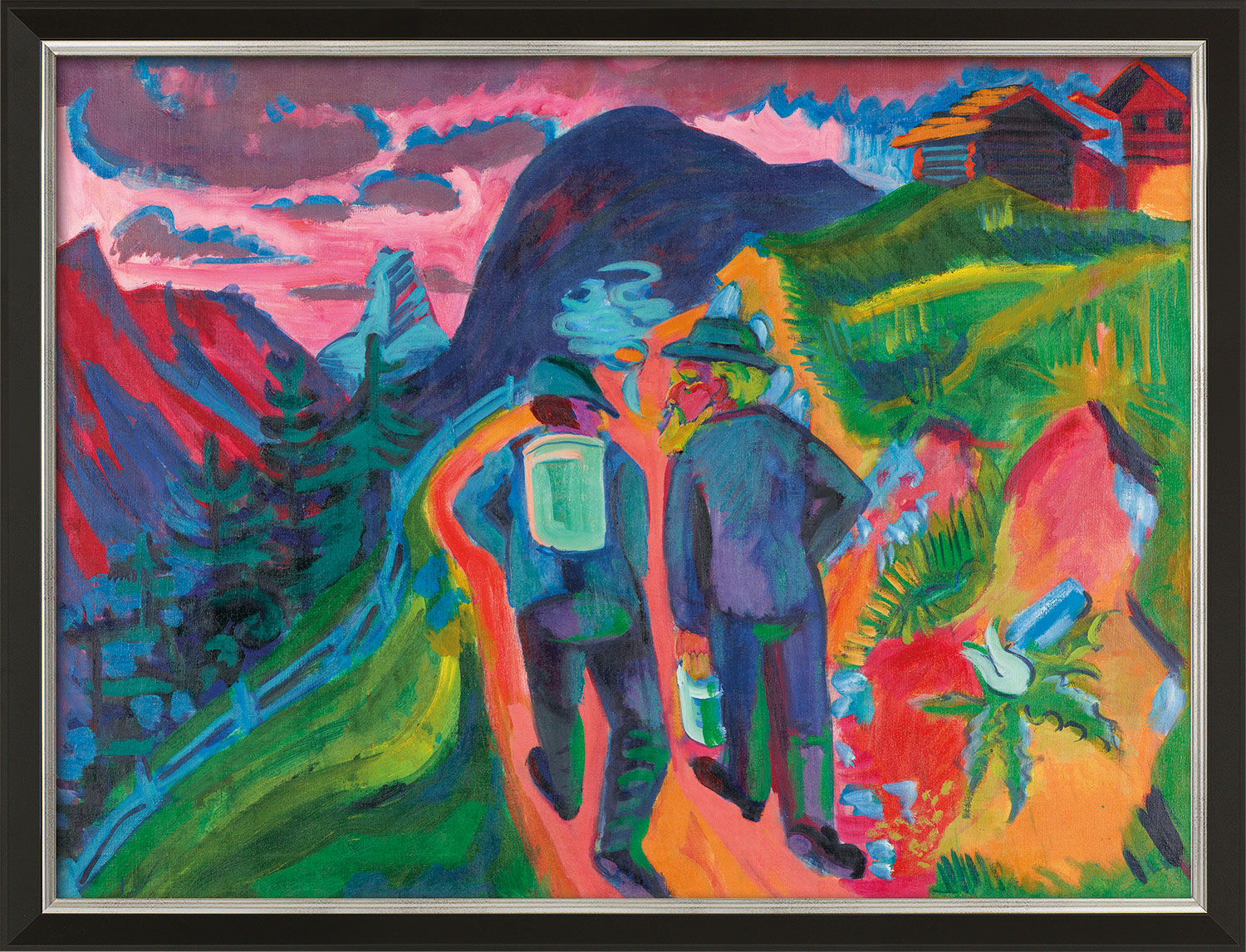 Ernst Ludwig Kirchner: Bild 'Alpweg nach dem Gewitter' (um 1923/24), Version schwarz-silberfarben gerahmt