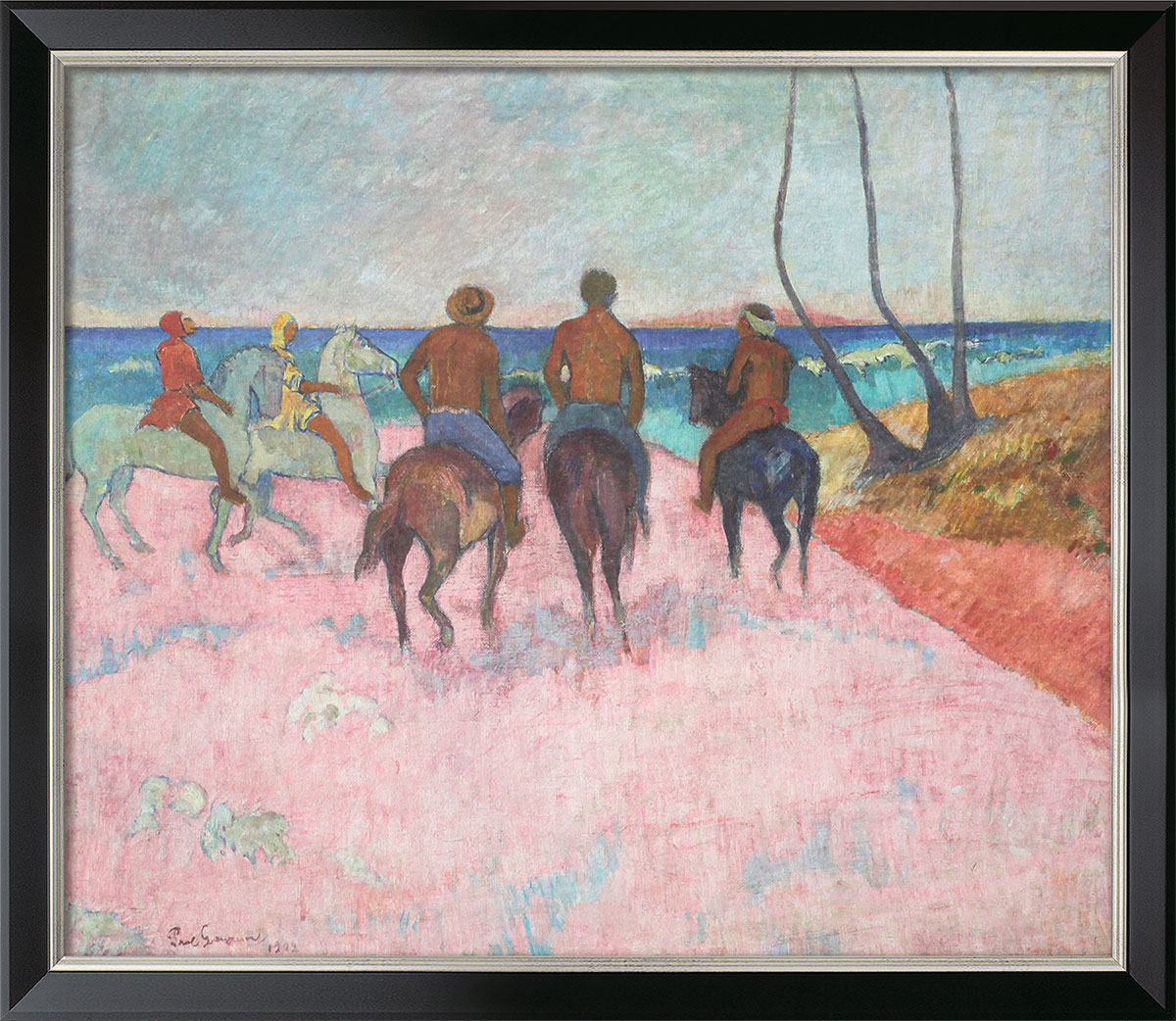 Paul Gauguin: Bild 'Reiter am Strand' (1902), gerahmt