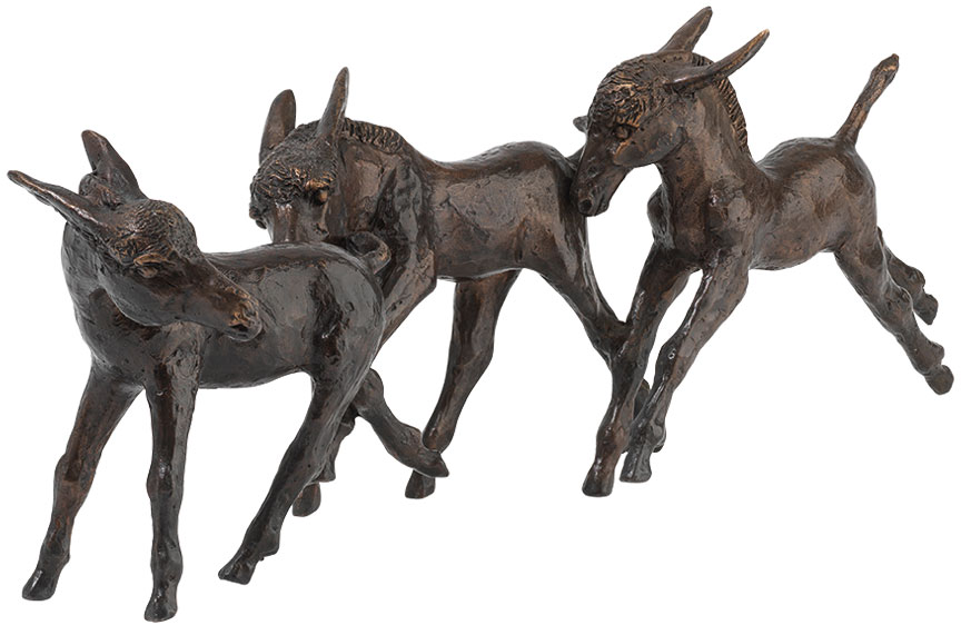 Kurt Arentz: Skulpturengruppe 'Drei Eselfohlen', Bronze