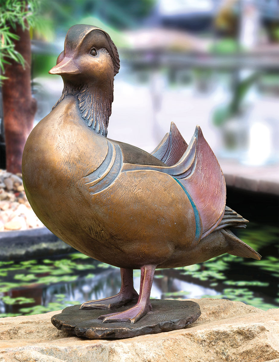 Gartenskulptur 'Mandarin-Erpel', Bronze