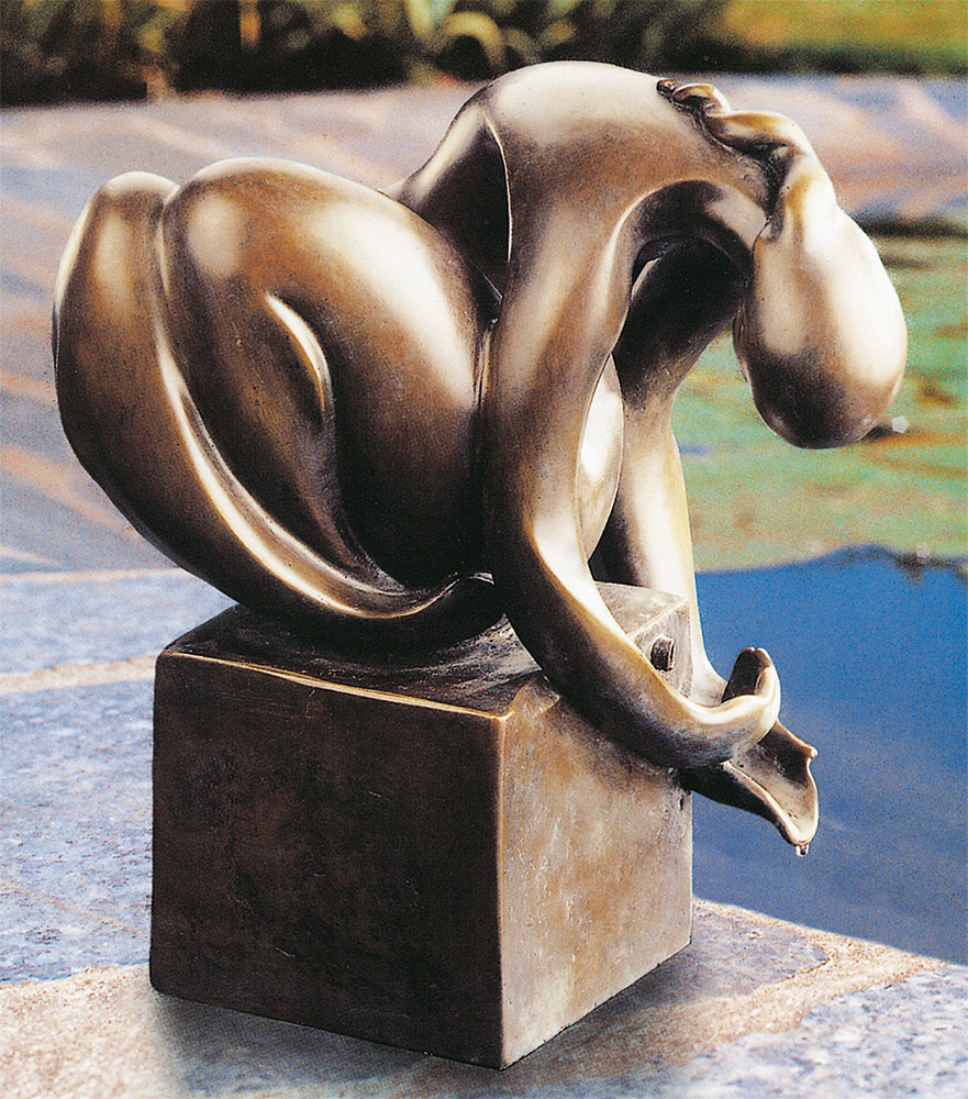 Théo Stuttgé: Gartenskulptur / Wasserspeier 'Wasserschöpferin', Bronze