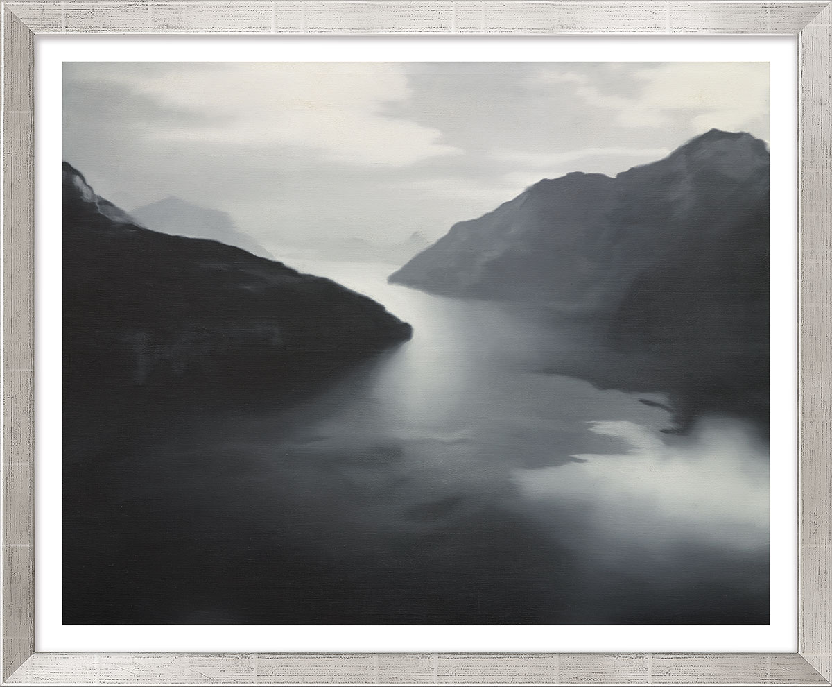 Gerhard Richter: Bild 'Vierwaldstättersee' (1969), Version silberfarben gerahmt