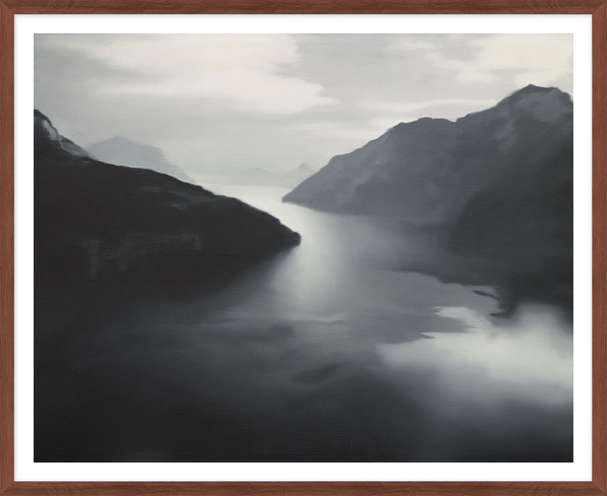 Gerhard Richter: Bild 'Vierwaldstättersee' (1969), Version dunkelbraun gerahmt