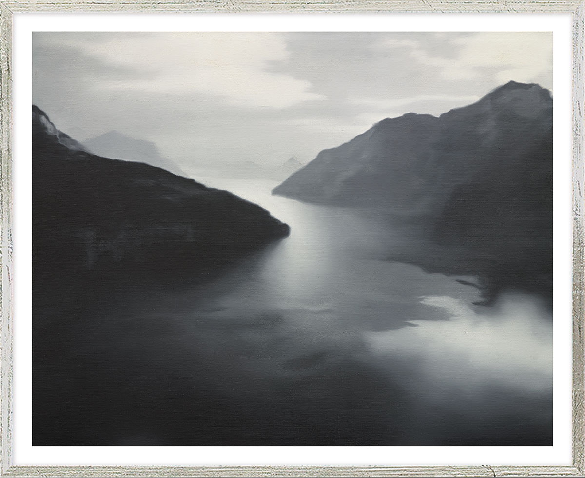 Gerhard Richter: Bild 'Vierwaldstättersee' (1969), Version silberfarben gerahmt