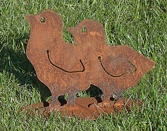 Gartenfiguren / Silhouetten 'Kükenpaar', Gartenskulptur